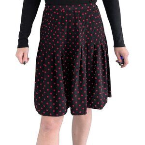 Ann Taylor Studio Silk Vintage Pleated Skirt Black with Red Polka Dot | 4